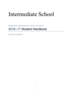 Intermediate Student Handbook - Mansfield Independent School
