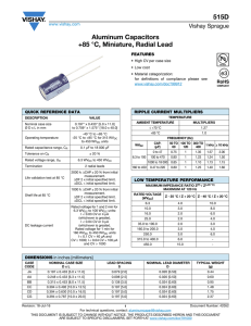 515D Aluminum Capacitors +85 °C, Miniature, Radial Lead