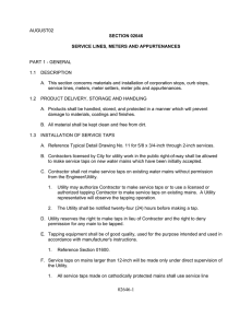 Service Lines, Meters and Appurtenances Specifications