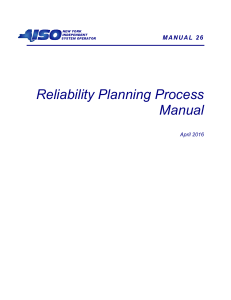 Reliability Planning Process Manual