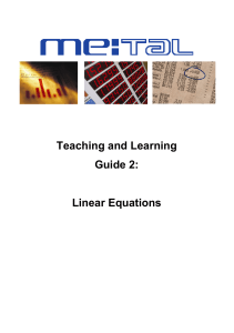 Linear Equations (Teaching and Learning Guide 2)