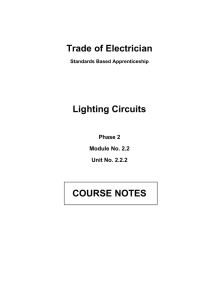 Trade of Electrician Lighting Circuits COURSE NOTES