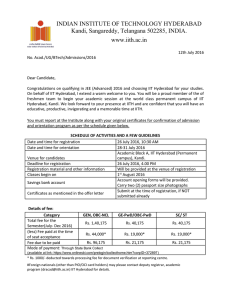 INDIAN INSTITUTE OF TECHNOLOGY HYDERABAD Kandi