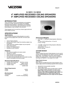 v-1011 / v-1012 4" amplified recessed ceiling speakers