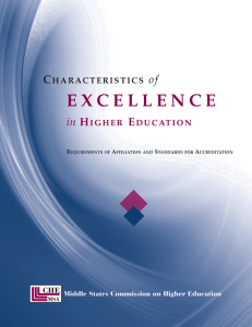 MSCHE Characteristics of Excellence
