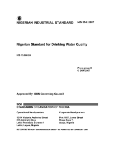 Nigerian Standard for Drinking Water Quality