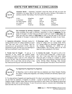 Hints for writing a conclusion