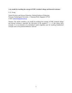 A toy model for teaching the concept of EMF, terminal voltage and