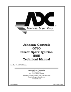 Johnson Controls G760 Direct Spark Ignition