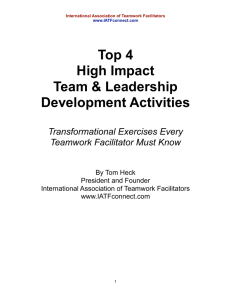 3: Top 4 High Impact Team and Leadership Activities