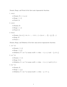 Domain, Range, and Period of the three main trigonometric functions