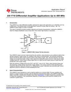 AN-1718 Differential Amplifier Applications Up to 400 MHz (Rev. B)