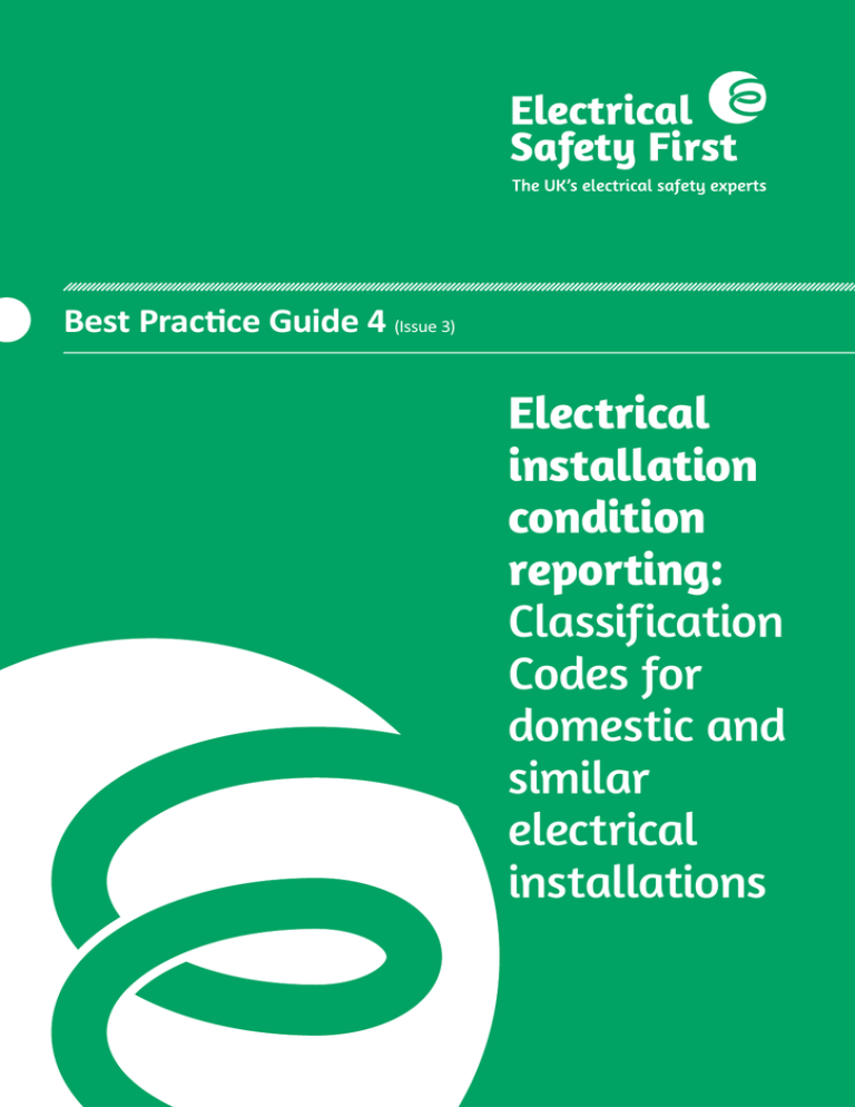 Electrical installation condition reporting Classification Codes for
