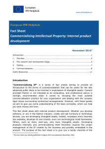 Fact Sheet Commercialising Intellectual Property: Internal product