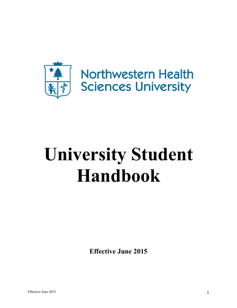 Student Handbook Northwestern Health Sciences University