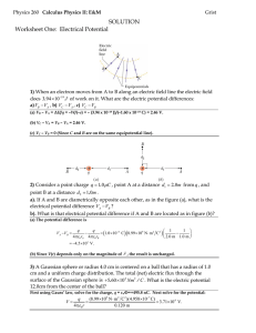 SOLUTION Worksheet One: Electrical Potential