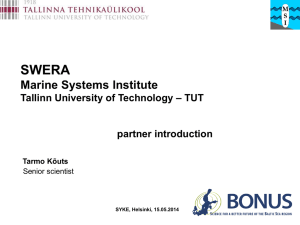 Marine Systems Institute`s Notes by Mr. Tarmo Koüts