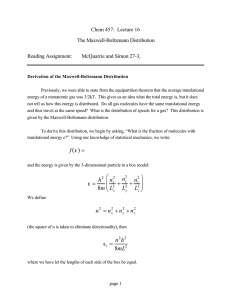 Maxwell-Boltzmann distribution derived