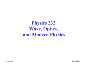 Physics 232 Wave, Optics, and Modern Physics