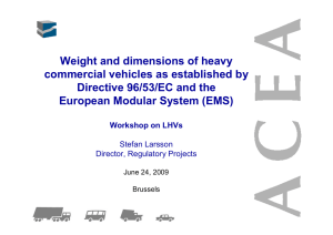 Weight and dimensions of heavy commercial vehicles as