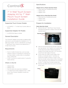 7” In-Wall Touch Screen- Adapter Kit for 7” Wall- Mount