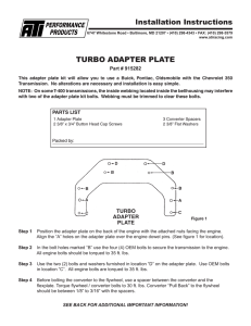 TURBO ADAPTER PLATE Installation Instructions