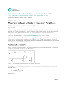 Minimize Voltage Offsets in Precision Amplifiers - Tutorial