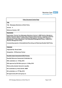 Policy Document Control Page Title Title: Managing Attendance at