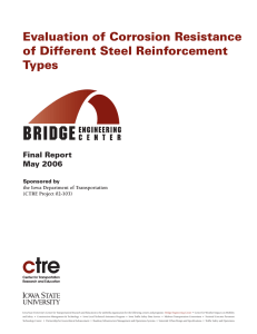 Evaluation of corrosion resistance of different steel reinforcement types