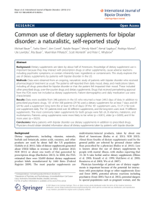 Common use of dietary supplements for bipolar disorder: a