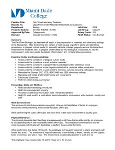 Position Title: Part-Time Laboratory Assistant Reports To