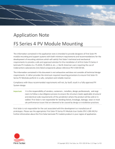 Application Note FS Series 4 PV Module Mounting