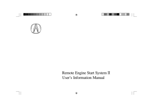 Remote Engine Start System User`s Information