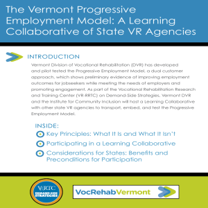 The Vermont Progressive Employment Model: A - VR-RRTC
