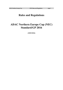 Rules and Regulations ADAC Northern Europe Cup (NEC