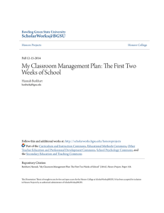 My Classroom Management Plan: The First Two Weeks of School
