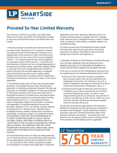 Prorated 5o-Year Limited Warranty