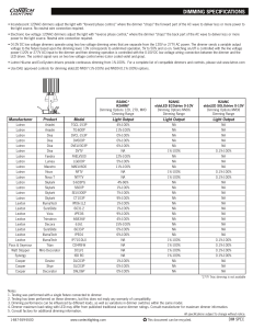 Dimming Specifications Sheet