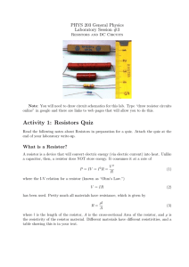 Activity 1: Resistors Quiz