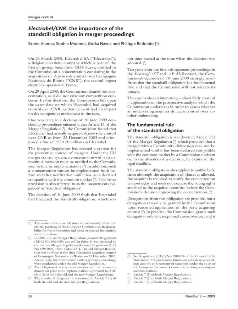 the importance of the standstill obligation in merger proceedings