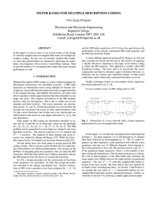 Filter Banks for Multiple Description Coding