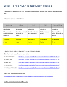 Level Te Reo NCEA Te Reo Māori kōeke 3 - Ako Panuku