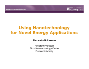 Using Nanotechnology for Novel Energy Applications
