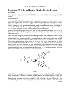 Experiment #5, Series and Parallel Circuits, Kirchhoff`s Laws
