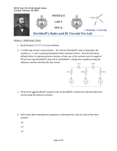 Kirchhoff`s Rules and RC Circuits Pre-Lab