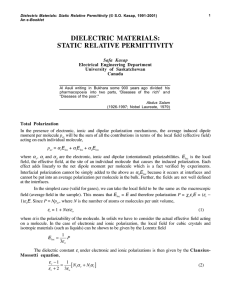 Dielectric Materials: Static Relative Permittivity - Web
