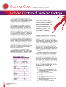 Dielectric Constants of Paints and Coatings