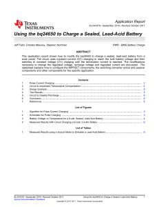 Using the bq24650 to Charge a Sealed, Lead