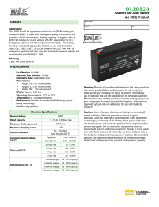 Sealed Lead Acid Battery 6.0 VDC, 7-7.2 Ah - Dual-Lite