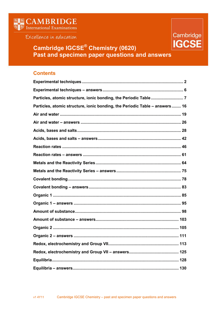 Organic Chemistry Questions And Answers Pdf Igcse